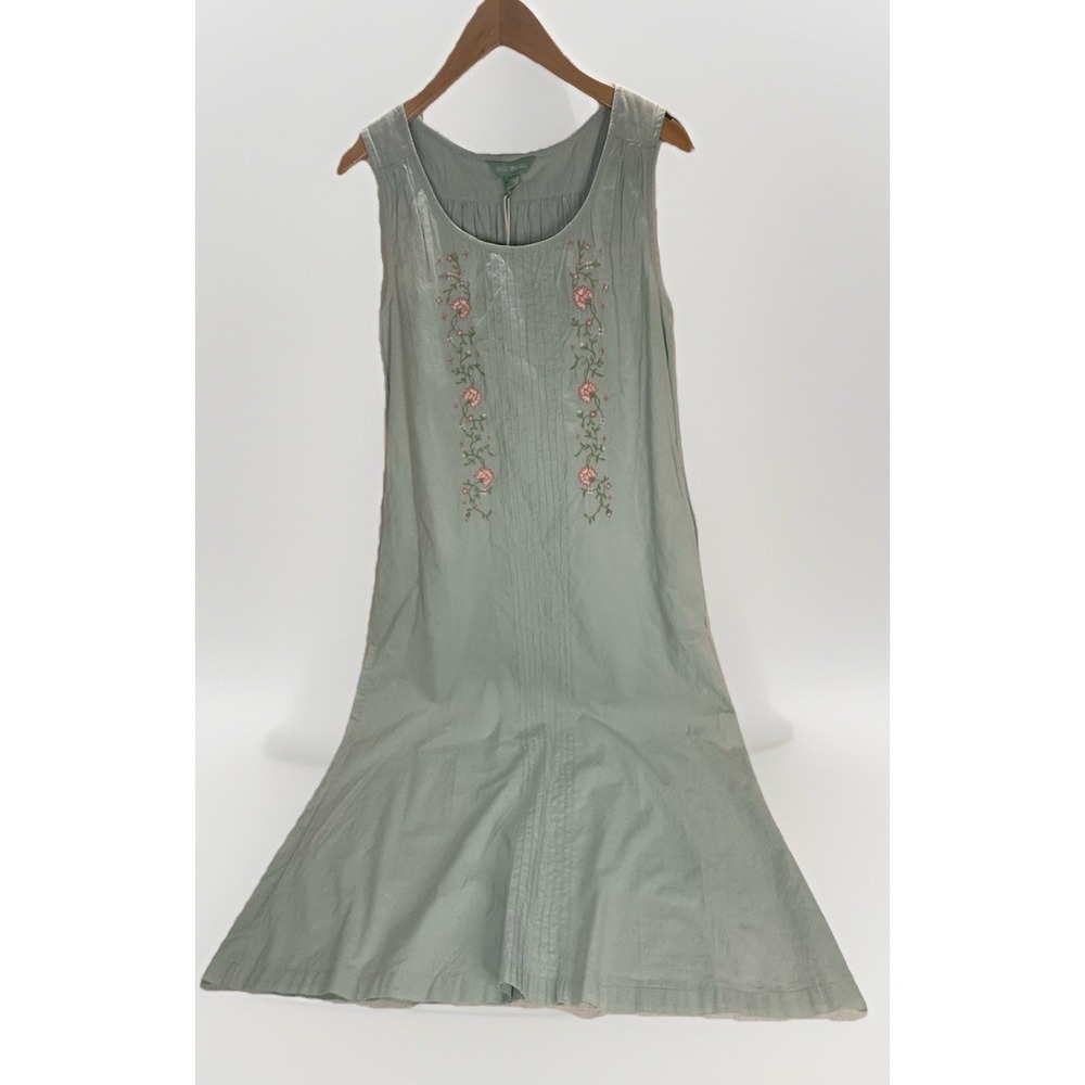 April Cornell NWT Blue Embroidered Floral Tank Midi Dress Cotton Sz  XXS FLAW